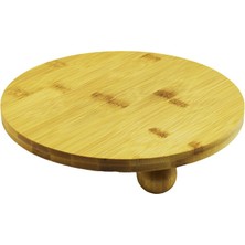 Sepetopia -Yuvarlak 24.5cm 3 Mini Top Ayaklı Ahşap Bambu Sunum Tepsisi - Mini Sofra (5534)