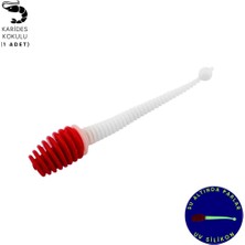 Silikon Kurt Yem - 2,1g 70MM - Fishack Wormix - 1 Adet - Kırmızı/beyaz - Karides Kokulu