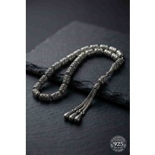 Roza Silver 925 Ayar Kapsül Kesim 3 Kamçılı Püskül Orta Boy Yonca Işlemeli Otantik Gümüş Tesbih