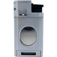 Parmida 3 Pürmüz Alevli Metal Puro Çakmağı – Entegre Giyotin Kesicili ve Gaz Göstergeli - Gri