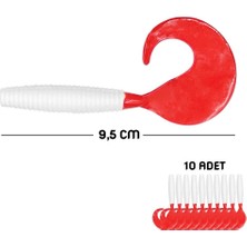 Savage Silikon Kurt Yem - 95MM - Kırmızı/beyaz - 10'lu Paket - Yumy (460-O-18095)