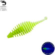 Silikon Kurt Yem - 3g 65MM - Fishack Wormix - 1 Adet - Yeşil/beyaz - Karides Kokulu