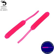 Silikon Kurt Yem - Lrf Yem - 1g 52MM - Fishack Wormix - 10 Adet - Pink - Uv Silikon