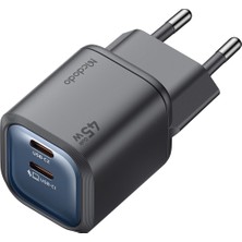 Mcdodo CH-1000 GaN 45W 2C Mini Şarj Cihazı | Çift USB-C | EU Fiş | Siyah