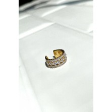 Spossy Silver Jewelry Taşlı Crown Kıkırdak Küpe
