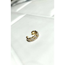 Spossy Silver Jewelry Örgü Zincir Kıkırdak Küpe