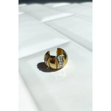 Spossy Silver Jewelry Taşlı Bombeli Kıkırdak Küpe