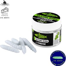 Fishack Yüzen Silikon Kurt - Glow Alabalık Yemi - 37MM - Peynir Kokulu - Beyaz - Trout Bait
