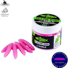 Fishack Yüzen Silikon Kurt - Glow Alabalık Yemi - 37MM - Sarımsak Kokulu - Pembe - Trout Bait