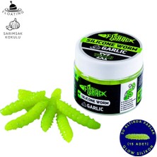 Fishack Yüzen Silikon Kurt - Glow Alabalık Yemi - 37MM - Sarımsak Kokulu - Fosfor Yeşili - Trout Bait