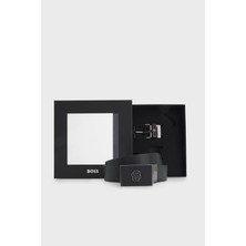 Boss Logolu Deri Çift Tokalı Kemer Erkek Kemer 50558761 001