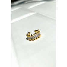 Spossy Silver Jewelry Taşlı Crown Kıkırdak Küpe