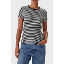 Tommy Jeans Çizgili Pamuklu Slim Fit Bisiklet Yaka T Shirt Bayan T Shirt DW0DW17383 0AQ