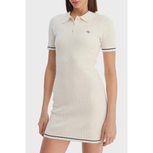 Calvin Klein Pamuklu Slim Fit Polo Yaka Mini Elbise LV047F323GYAS Bayan Elbise LV047F323G Yas