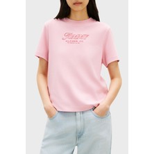 Tommy Hilfiger Pamuklu Regular Fit Bisiklet Yaka Logolu T Shirt Bayan T Shirt WW0WW48707 Tpg