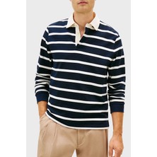 Tommy Hilfiger Çizgili Pamuklu Regular Fit Düğmeli Polo Yaka Sweat Erkek Polo Yaka Sweat MW0MW42613 0A4