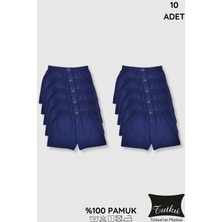 0117 Tutku Erkek Penye Düz Boxer 10LU Paket Lacivert
