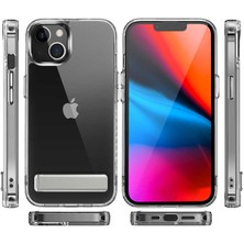 Apple iPhone 14 Plus Uyumlu Kılıf Standlı Şeffaf Silikon Zore L-Stand Kapak