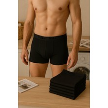 0114 Tutku Erkek Elastan Boxer 6lı Paket Siyah