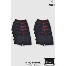 0117 Tutku Erkek Penye Düz Boxer 10LU Paket Siyah