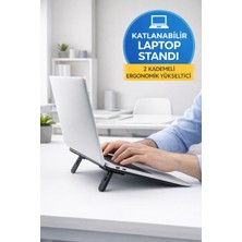 Toyfest Yapışkanlı Katlanabilir Laptop Standı 2 Kademeli Soğutucu Notebook Yükseltici 22 cm Siyah