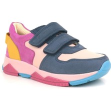 Ortopedikal 3880 Rakerplus Hakiki Deri Lacivert Pembe Çocuk Sneakers Spor Ayakkabı Cırtlı