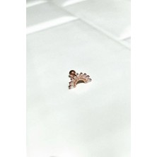 Spossy Silver Jewelry Baget Taşlı Yelpaze  Piercing Küpe