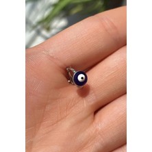 Spossy Silver Jewelry Büyük Boy Mineli Nazar  Göz Halka Piercing Küpe