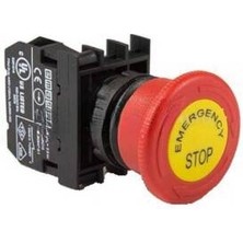 Emas B Serisi Plastik 1no Acil Stop 40 mm Çevirmeli Etiketli Kırmızı 22 mm Buton B100EE