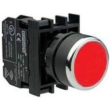 Emas B Serisi Plastik Düz Tip Kırmızı 22 mm Buton B100FK