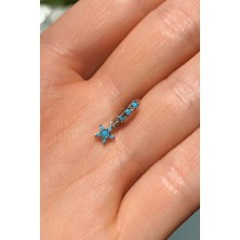Spossy Silver Jewelry Yıldız Halka Piercing Küpe