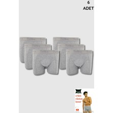 0114 Tutku Erkek Elastan Boxer 6lı Paket Gri