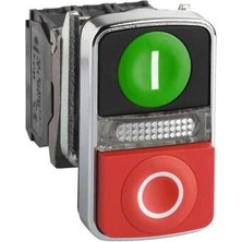 Schneider Electric XB4BW73731B5 Harmony Xb4 Sıva Altı Çiftli, Yaylı, (IP66 / IP69K) Ø30 Düz Kafalı, I Işaretli Led'li 24 V Ac/dc Yeşil