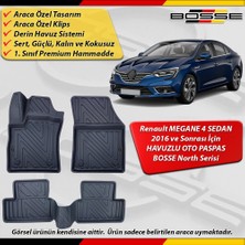Renault  Megane 4 Sedan Paspas Araca Özel 2016 ve Sonrası Derin Havuzlu Paspas Bosse North Serisi