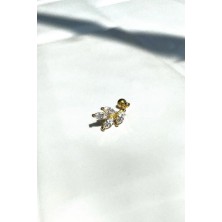 Spossy Silver Jewelry Yaprak Piercing Küpe
