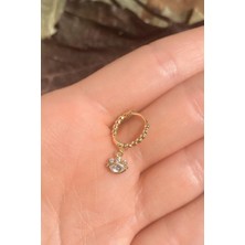 Spossy Silver Jewelry Opal Taşlı Göz Piercing Küpe