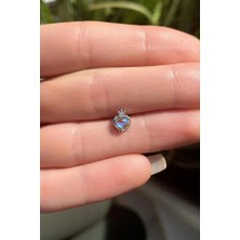 Spossy Silver Jewelry Opal Taşlı Kalp Piercing Küpe