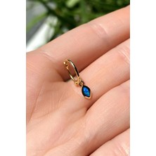 Spossy Silver Jewelry Opal Taşlı Badem Kesim Halka Piercing Küpe