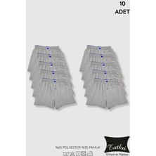 0117 Tutku Erkek Penye Düz Boxer 10LU Paket Gri