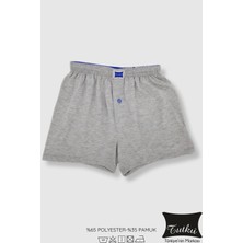 0117 Tutku Erkek Penye Düz Boxer Gri