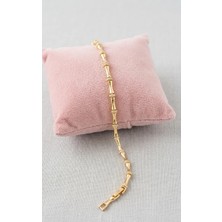 Museum of You Bambu Model Zirkon Taşlı 14K Altın Kaplama Renk Kadın Minimalist Bileklik