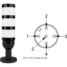 Mesan Ø50 3 Kat Modüler Işıklı Kolon LED Multifonksiyon Buzzer Mafsal Ayak M12 Konektörlü