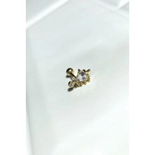 Spossy Silver Jewelry Kalp Piercing Küpe