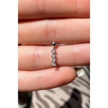 Spossy Silver Jewelry Baget Taşlı Sallantılı Piercing Küpe