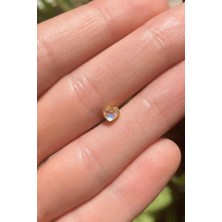 Spossy Silver Jewelry Opal Taşlı Kalp Piercing Küpe