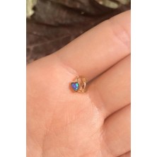 Spossy Silver Jewelry Opal Taşlı Kalp  Halka Piercing Küpe