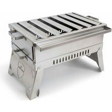 Zs Hermanos Hermanos HKM01 30X20CM Çantalı Krom Katlanır Mangal Oluklu Izgara