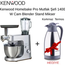 Kenwood Homebake Pro Mutfak Şefi 1400 W Cam Blender Stand Mikser  +Korkmaz Satina Max A749 2 Lt Çelik Termos Hediye