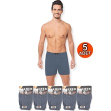 Seher Yıldızı 0008 Seher Erkek Düz Boxer 5li Füme