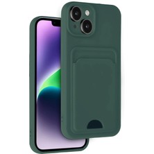  iPhone 14 Kılıf Kelvin Kartvizitli Silikon - Koyu Yeşil Nemere
